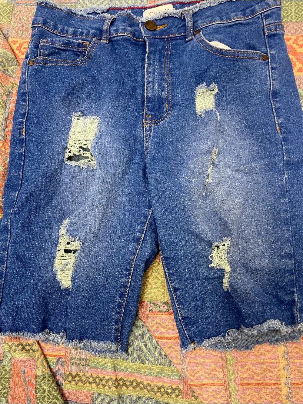 Blue Distressed Women's Jean Shorts